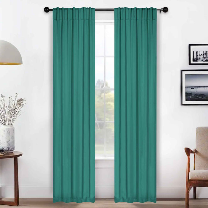 Solid Room Darkening Back Tabs Blackout Curtains, Set of 2