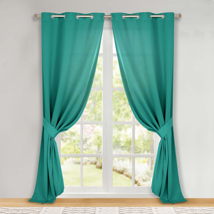 Solid Machine Washable Room Darkening Blackout Curtains, Set of 2 - CeruleanBlue