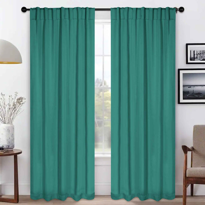 Solid Room Darkening Blackout Curtains with Back Tabs, Set of 2