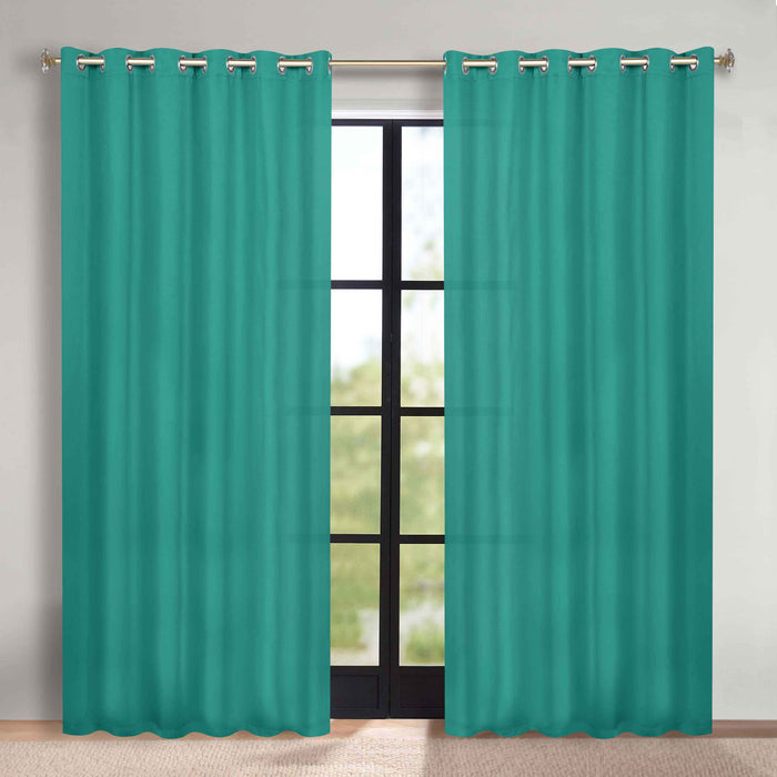 Solid Machine Washable Room Darkening Blackout Curtains, Set of 2 - CeruleanBlue