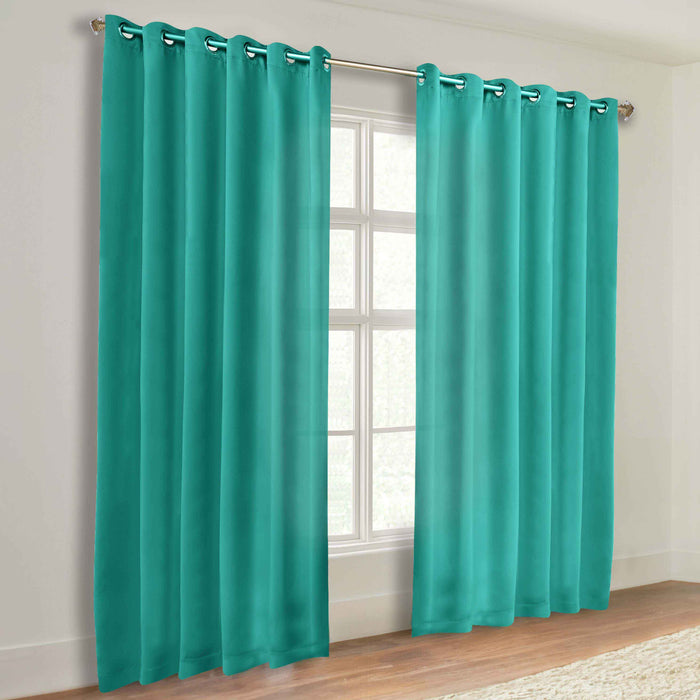 Solid Machine Washable Room Darkening Blackout Curtains, Set of 2 - CeruleanBlue