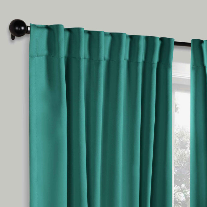 Solid Room Darkening Blackout Curtains with Back Tabs, Set of 2