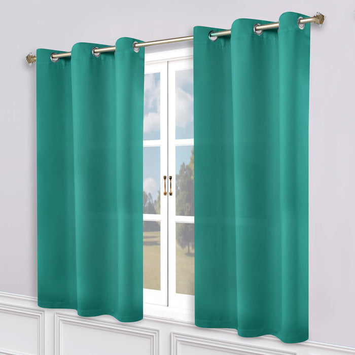 Solid Machine Washable Room Darkening Blackout Curtains, Set of 2 - CeruleanBlue