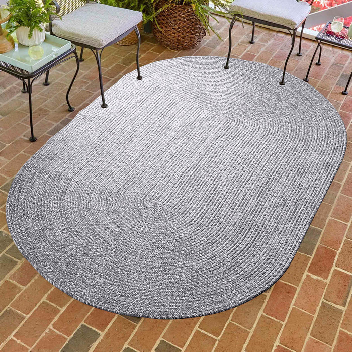 Reversible Braided Area Rug Two Tone Indoor Outdoor Rugs - Charcoal