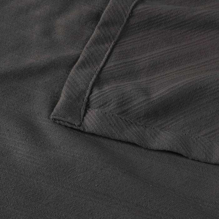 Milan Cotton Textured Striped Lightweight Woven Blanket - Charcoal
