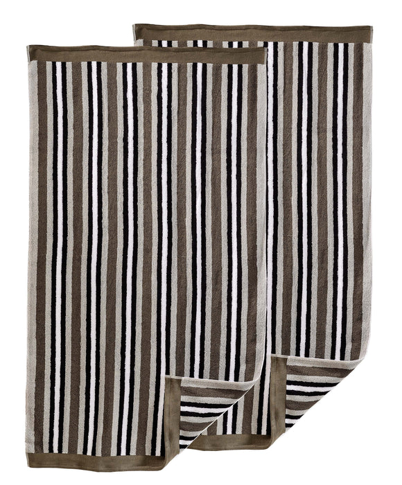 Cotton Striped 2 Piece Bath Sheet Set