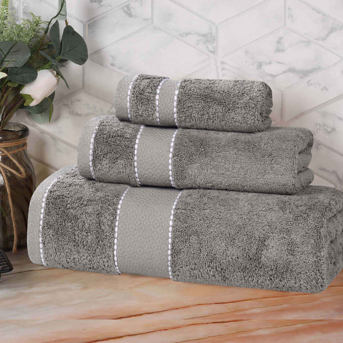 Niles Egypt Produced Giza Cotton Dobby Absorbent 3 Piece Towel Set