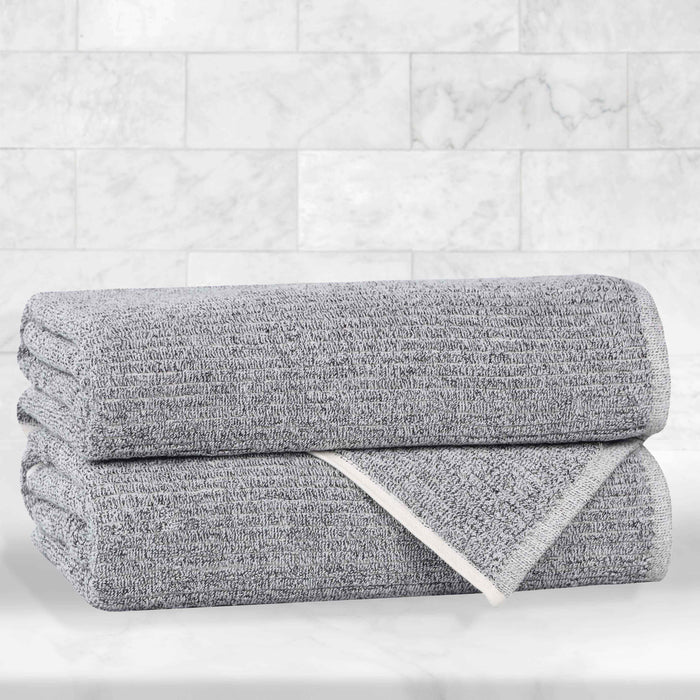 Destin Cotton Blend Solid Ribbed Design Bath Towels, Set of 2