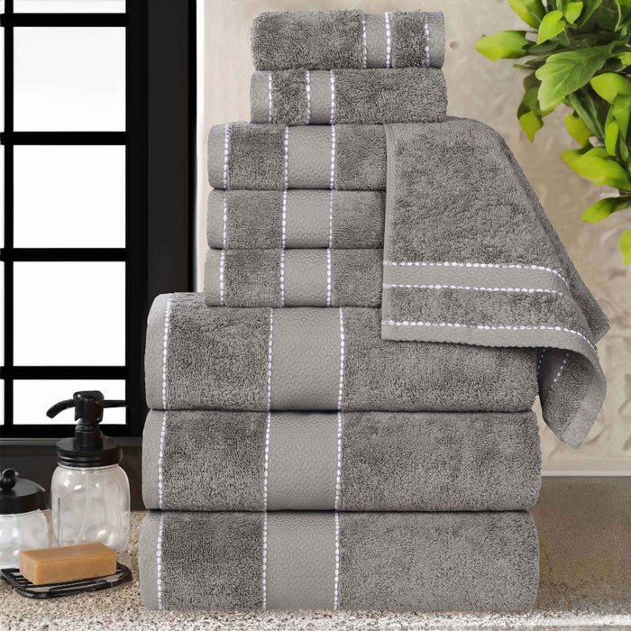 Niles Egypt Produced Giza Cotton Dobby Absorbent 9 Piece Towel Set