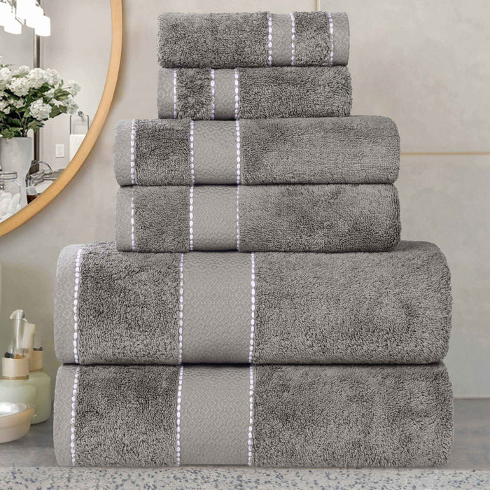 Niles Egypt Produced Giza Cotton Dobby Absorbent 6 Piece Towel Set