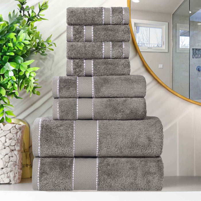 Niles Egypt Produced Giza Cotton Dobby Absorbent 8 Piece Towel Set