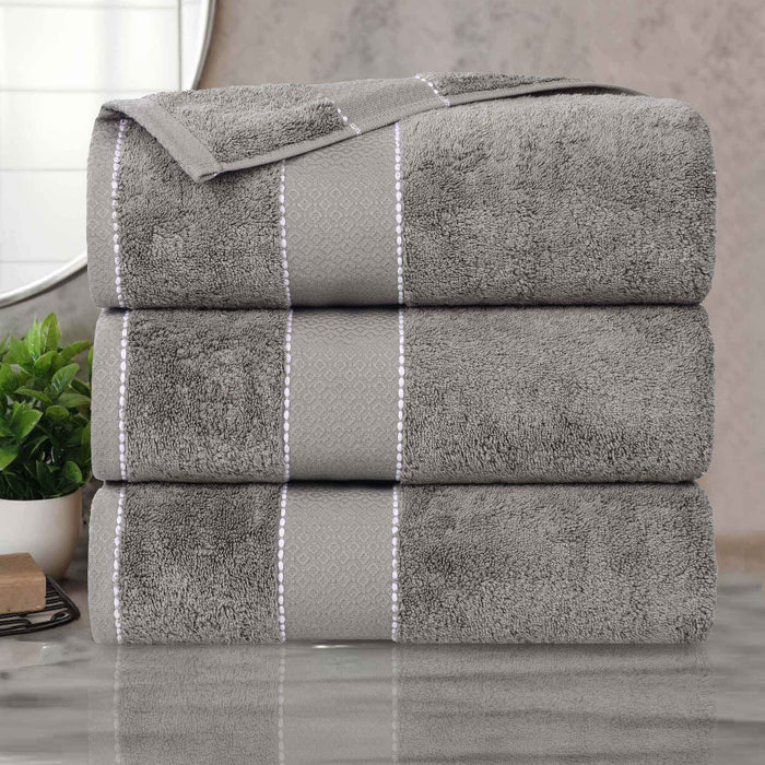 Niles Egypt Produced Giza Cotton Dobby Absorbent Bath Towel Set of 3