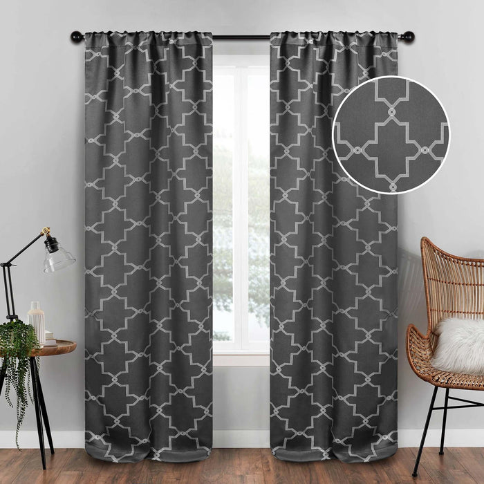 Imperial Trellis Grommet Header Blackout Curtain Panel Set