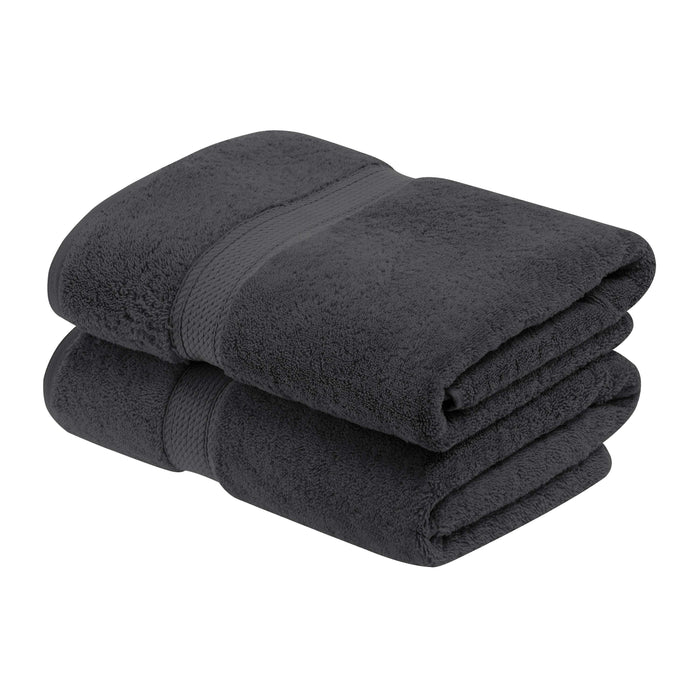 Egyptian Cotton Pile Plush Heavyweight Bath Towel Set of 2 - Charcoal