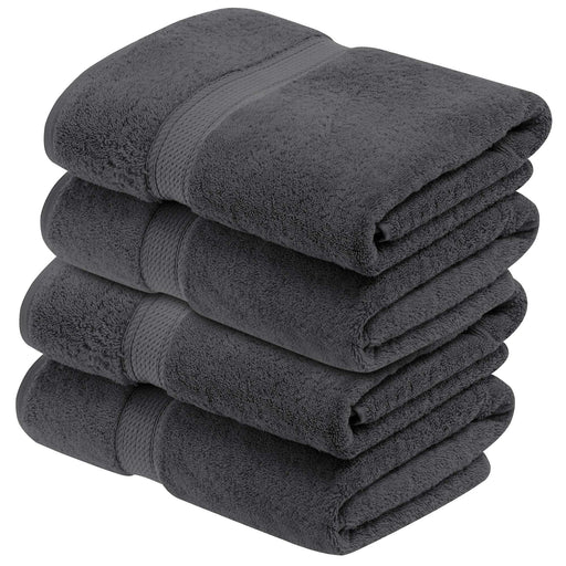 Egyptian Cotton Plush Heavyweight Absorbent Bath Towel Set of 4 - Charcoal