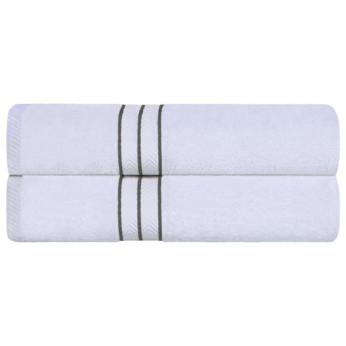Turkish Cotton Ultra-Plush Solid 2-Piece Highly Absorbent Bath Sheet Set - White/Charcoal