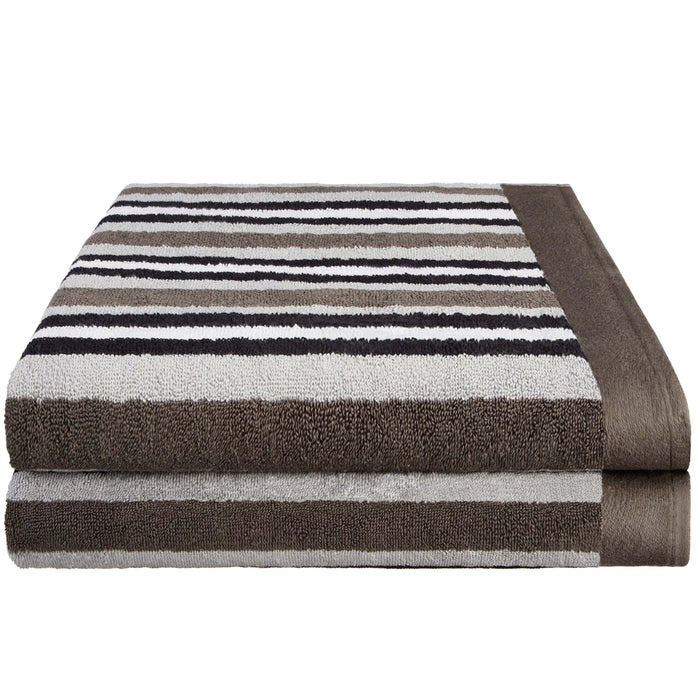 Cotton Striped 2 Piece Bath Sheet Set