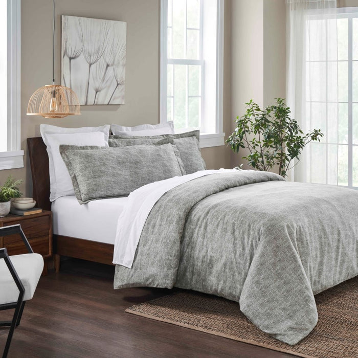 Melange Flannel Cotton Two-Toned Brushed Duvet Cover Set