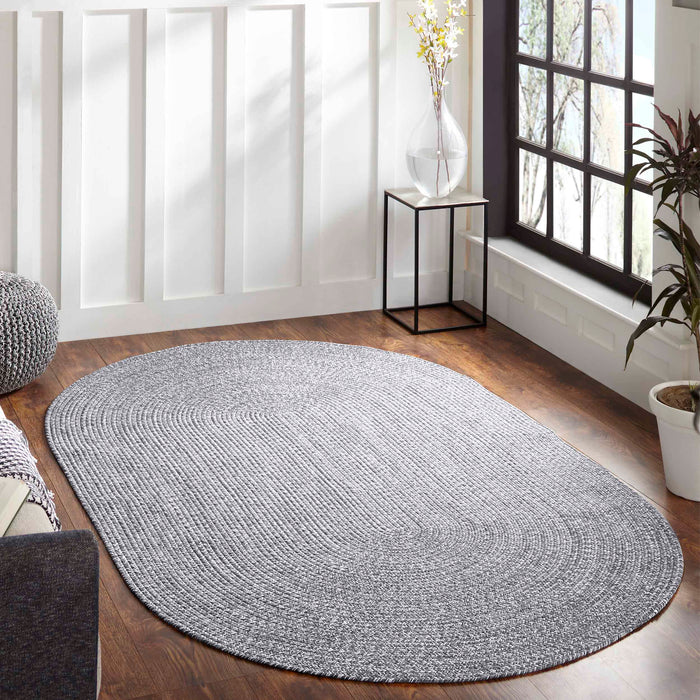 Reversible Braided Area Rug Two Tone Indoor Outdoor Rugs - Charcoal