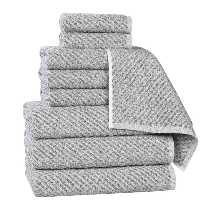 Amelia Cotton Blend Medium Weight Diagonal Stripes 9 Piece Towel Set