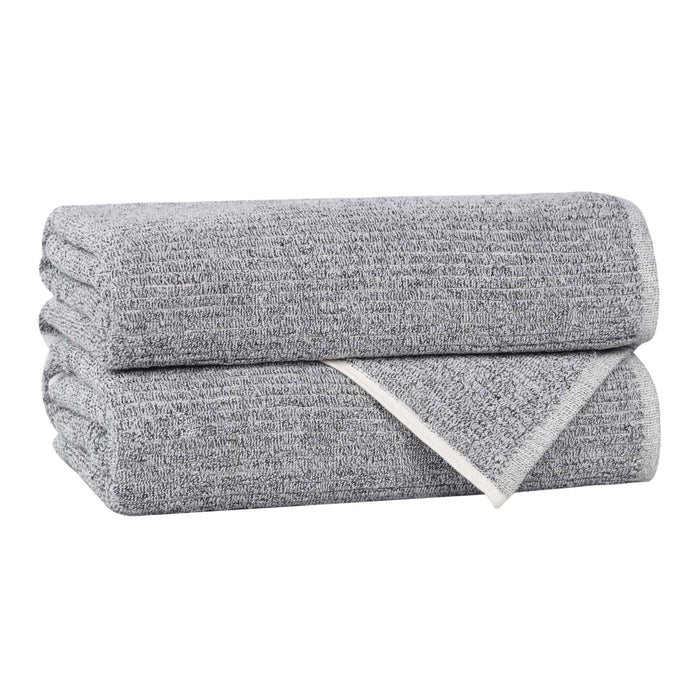 Destin Cotton Blend Solid Ribbed Design Bath Towels, Set of 2