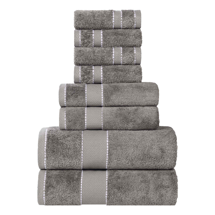 Niles Egypt Produced Giza Cotton Dobby Absorbent 8 Piece Towel Set