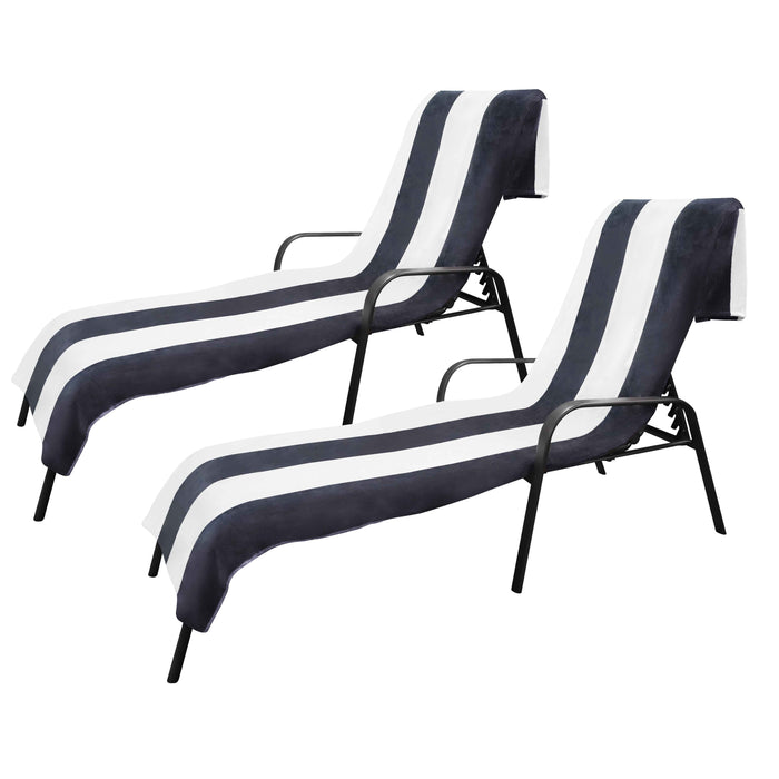 Cabana Striped Cotton Standard Size Towel / Chaise Lounge Chair Cover - Charcoal