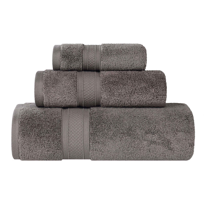 Zero Twist Cotton Elegant Soft Absorbent 3 Piece Solid Towel Set