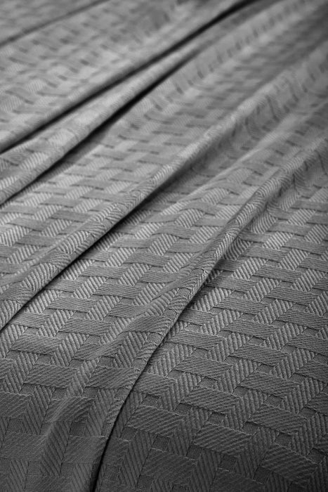 Basketweave All Season Cotton Bed Blanket & Sofa Throw -Charcoal