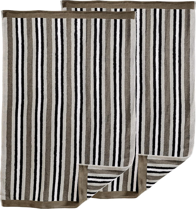 Cotton Stripe 2 Piece Bath Sheet Set - Charcoal