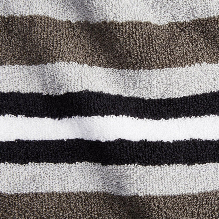 Cotton Stripe 2 Piece Bath Towel Set - Charcoal