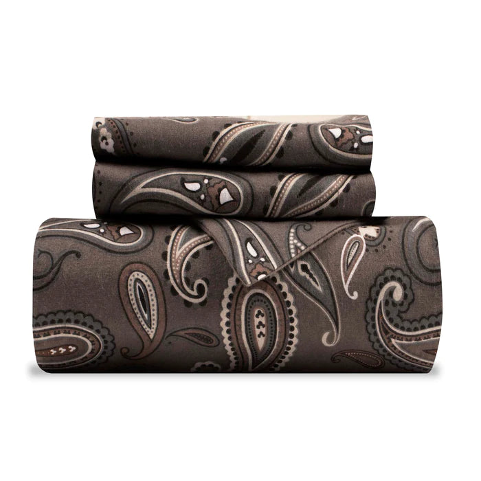 Flannel Reversible Trellis Duvet Cover and Pillow Sham Set - Charcoal