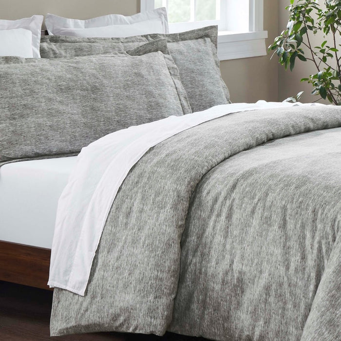 Melange Flannel Cotton Two-Toned Brushed Duvet Cover Set