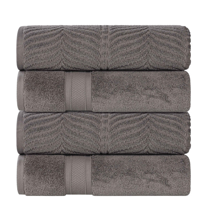 Zero Twist Cotton Solid & Jacquard Elegant Chevron Bath Towel Set of 4