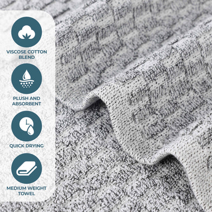 Juno Cotton Blend Medium Weight Checkered Border 3 Piece Towel Set - Blue Nile Mills