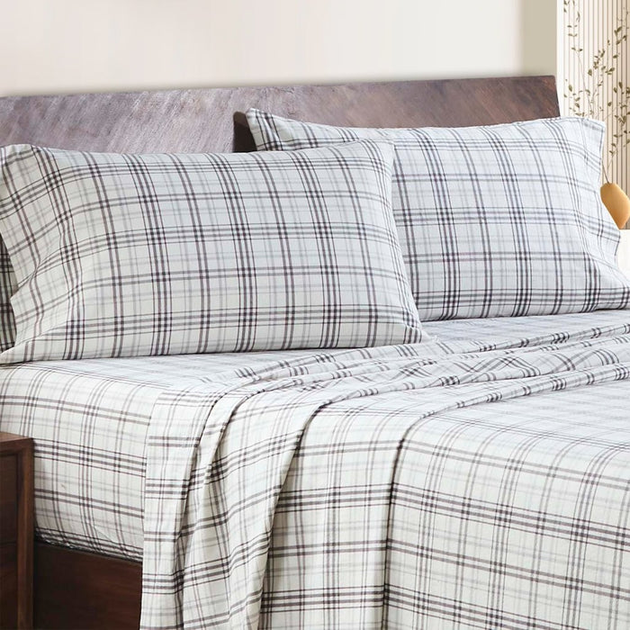 Plaid Flannel Cotton Classic Farmhouse Deep Pocket Bed Sheet Set