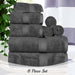 Egyptian Cotton Pile Plush Heavyweight Absorbent 8 Piece Towel Set - Charcoal