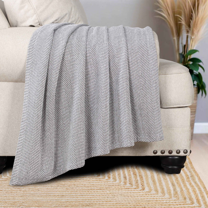 Maya Chenille Herringbone Medium Weight Cotton Blanket