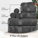 Egyptian Cotton Pile Plush Heavyweight Absorbent 8 Piece Towel Set - Charcoal