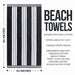 Cabana Stripe Oversized Cotton Beach Towel Set Of 2, 4, 6 - Charcoal