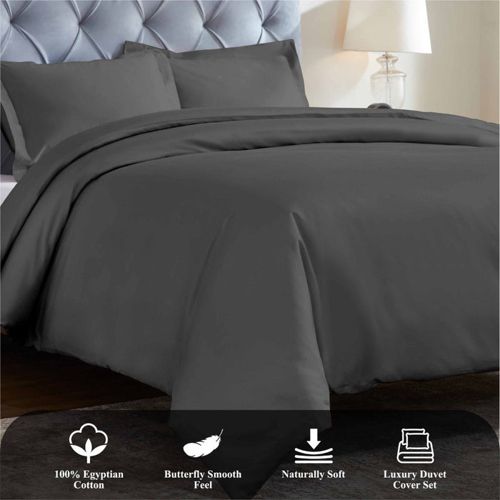 1200 Thread Count Egyptian Solid Cotton Duvet Cover Set