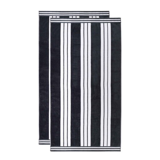 Cabana Stripe Oversized Cotton Beach Towel Set Of 2, 4, 6 - Charcoal