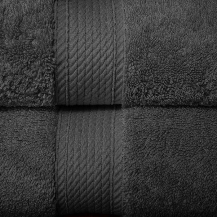 Egyptian Cotton Pile Plush Heavyweight Absorbent Bath Sheet Set of 2 - Charcoal