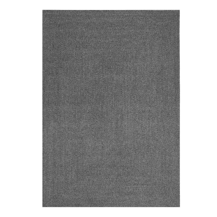 Bohemian Rectangle Indoor Outdoor Rugs Solid Braided Area Rug - Charcoal