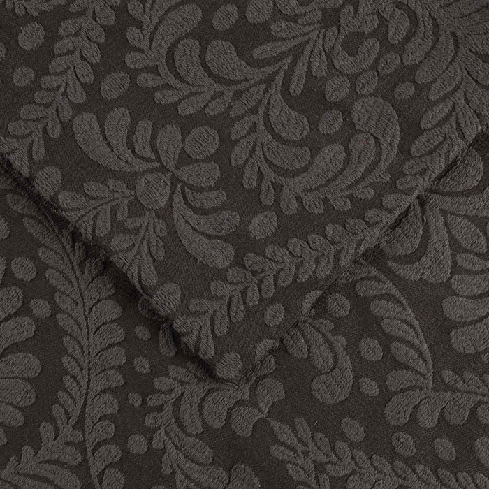 Aspen Cotton Blend Jacquard Woven Floral Scalloped Edges Bedspread Set - Charcoal