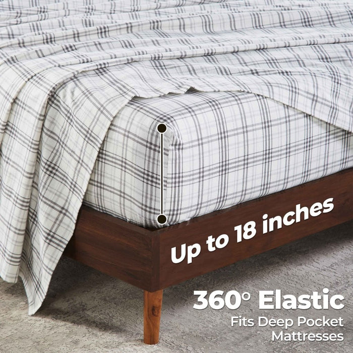 Plaid Flannel Cotton Classic Farmhouse Deep Pocket Bed Sheet Set