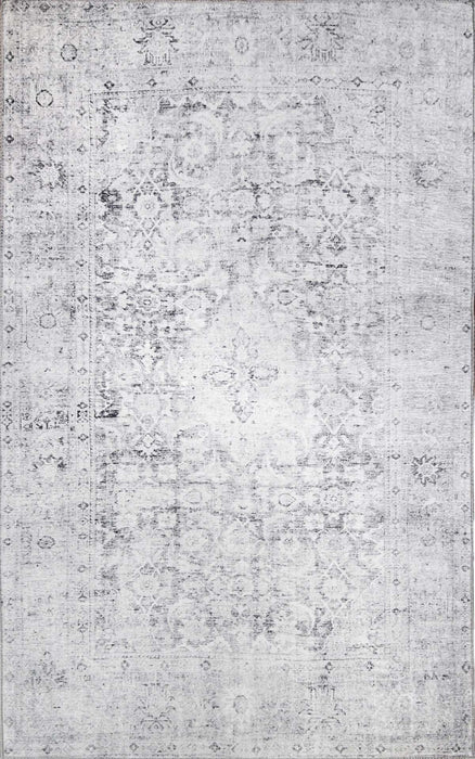 Huda Distressed Rustic Oriental Medallion Indoor Area Rug Or Runner - Charcoal