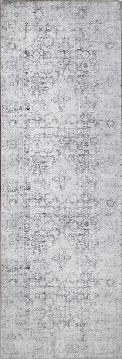 Huda Distressed Rustic Oriental Medallion Indoor Area Rug Or Runner - Charcoal