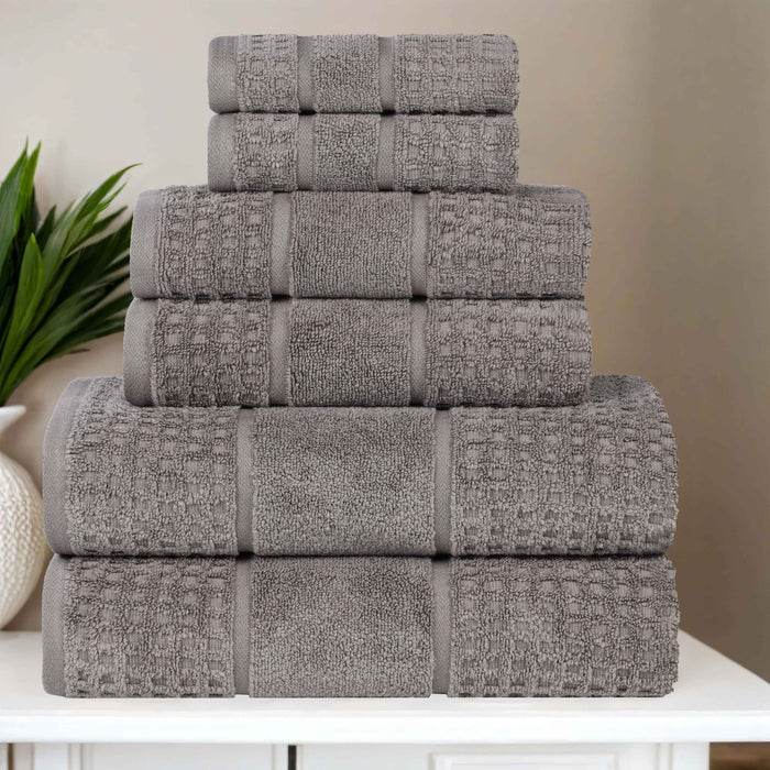 Zero Twist Cotton Waffle Honeycomb Soft Absorbent 6-Piece Towel Set