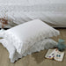 Charlotte Cotton Solid Embroidered Duvet Cover Set - White